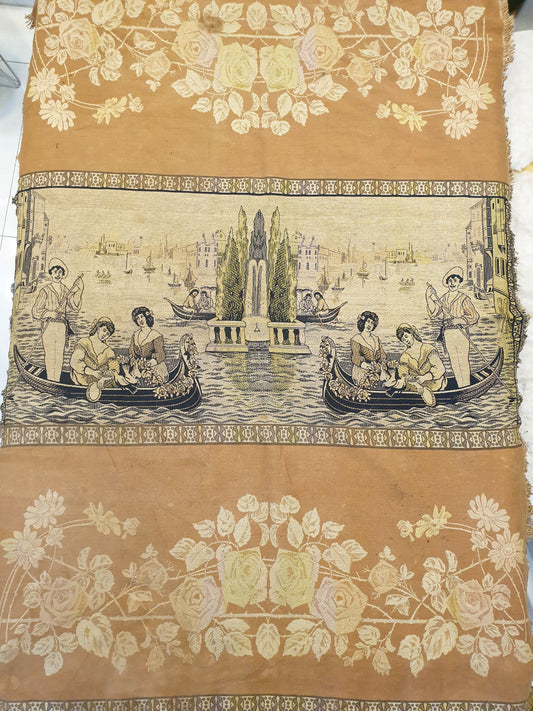 Exquisite French Tapestry with Embroidered Floral Borders