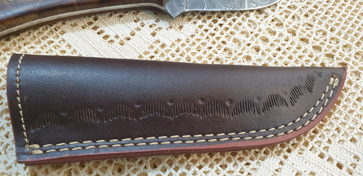 Handcrafted Damascus Drop Point Hunter Knife with Exotic Wood Handle