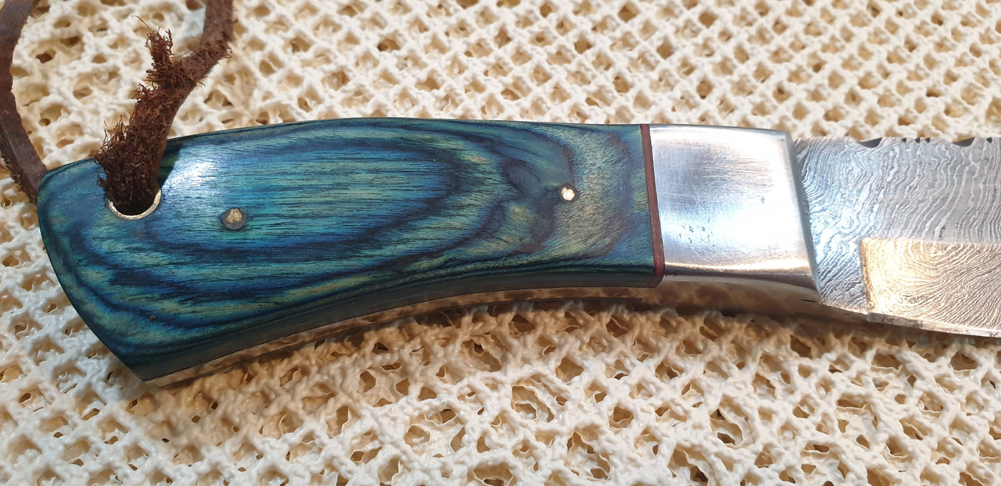 Striking Handmade Damascus Knife with Stabilized Wood Handle - Exceptional Beauty & Razor Sharp