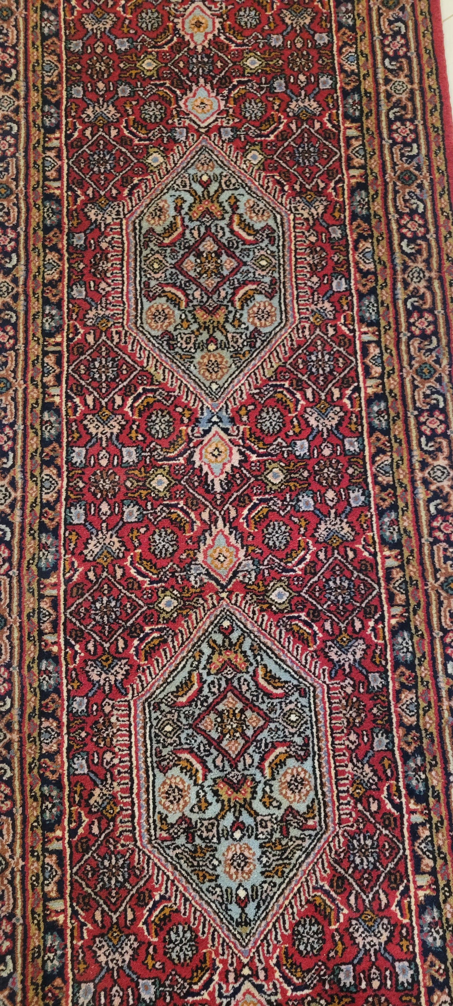 The Grand Passage: 16.4' x 2.3' Hand-Knotted Indo-Persian Wool Runner on Cotton Foundation