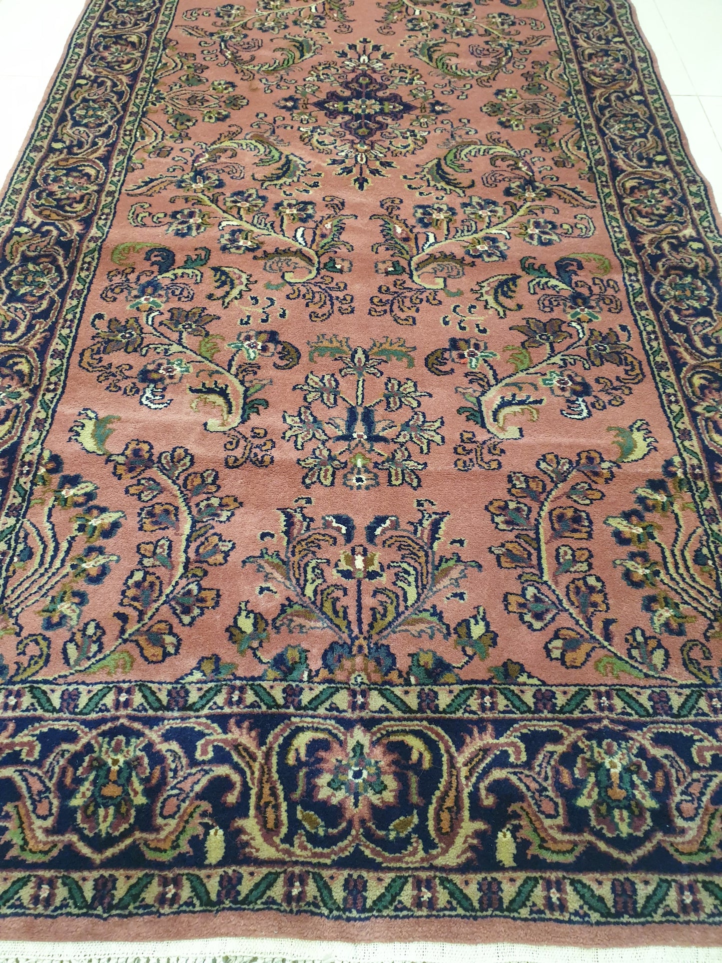 Exquisite 13' x 3.2' Hand-Knotted Indo-Persian Wool Runner - Very Fine Quality