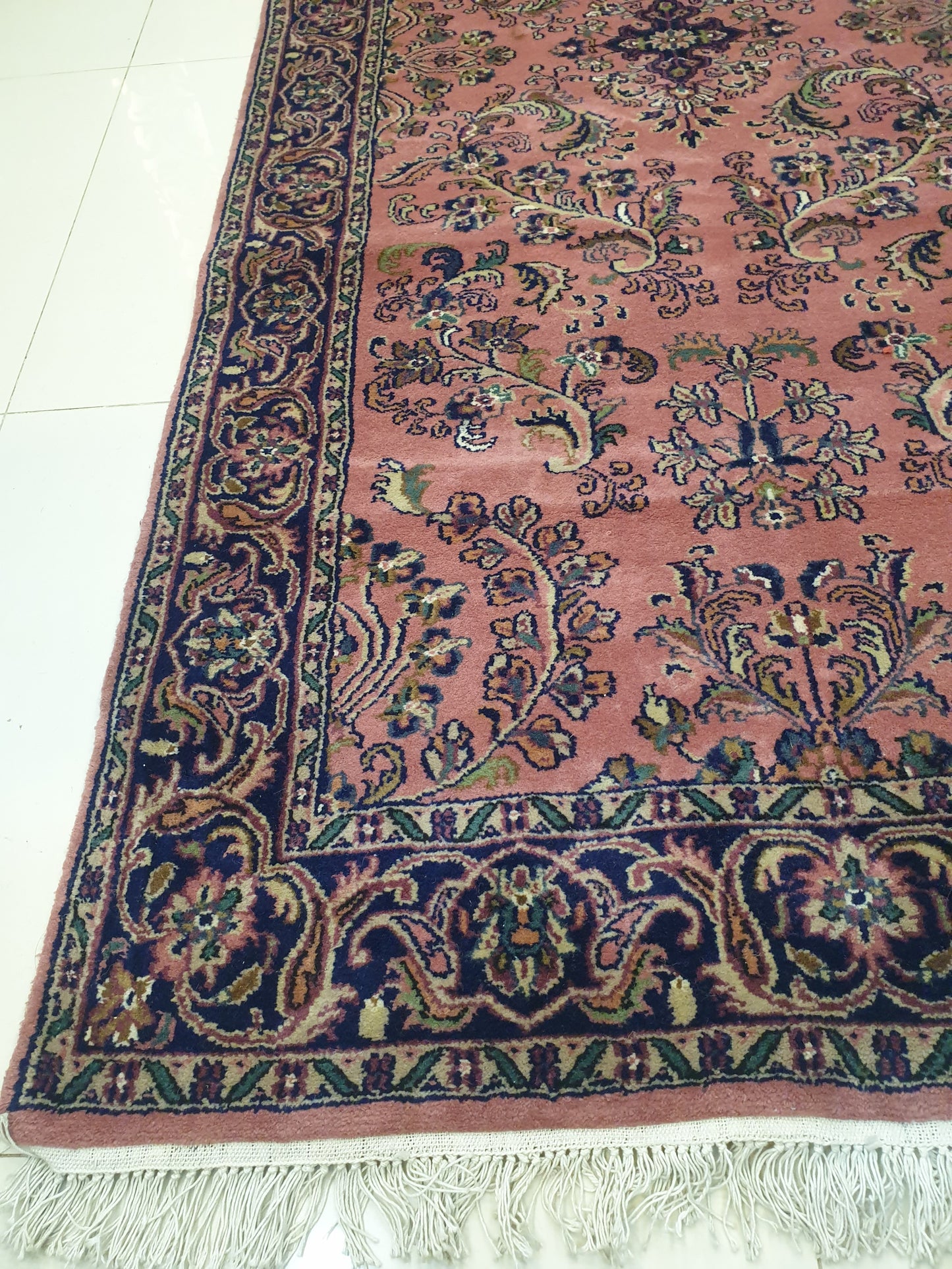 Exquisite 13' x 3.2' Hand-Knotted Indo-Persian Wool Runner - Very Fine Quality