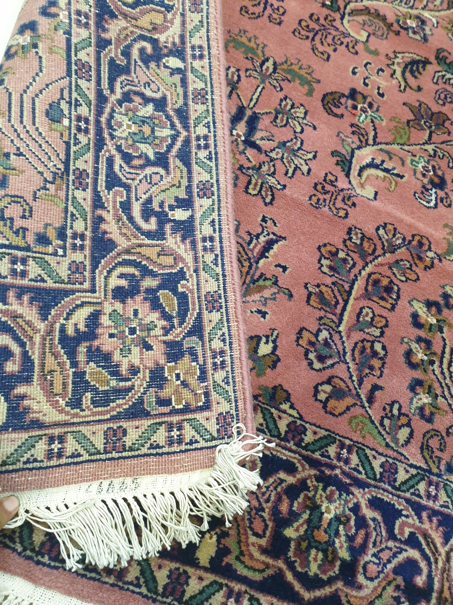 Exquisite 13' x 3.2' Hand-Knotted Indo-Persian Wool Runner - Very Fine Quality
