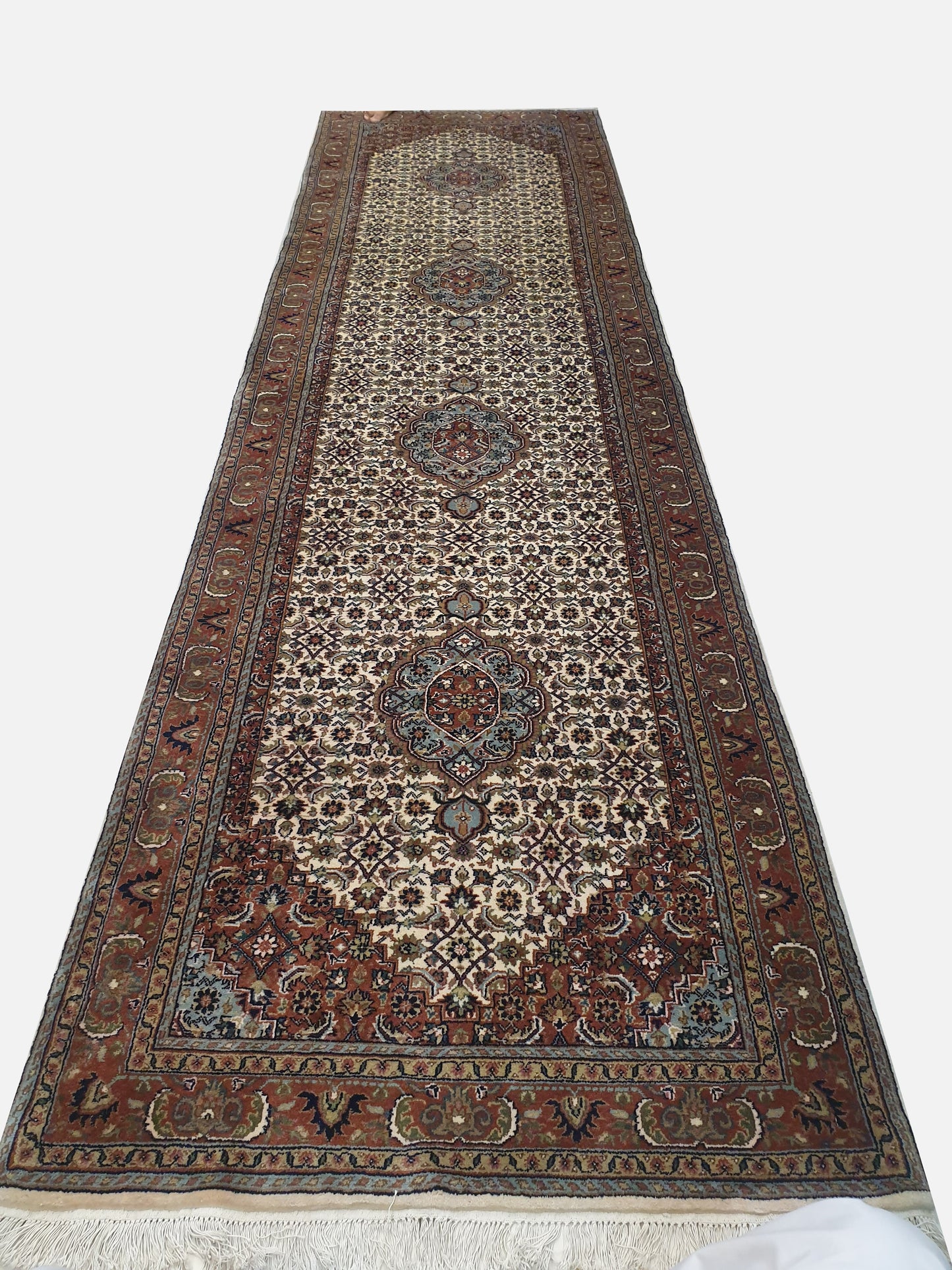 Exquisite 13.2' x 3.7' Hand-Knotted Indo-Persian Bidjar Design Wool Runner - Unrivaled Quality &amp; Rich Detail