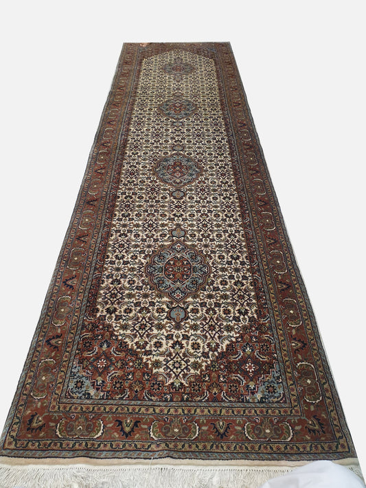 Exquisite 13.2' x 3.7' Hand-Knotted Indo-Persian Bidjar Design Wool Runner - Unrivaled Quality &amp; Rich Detail