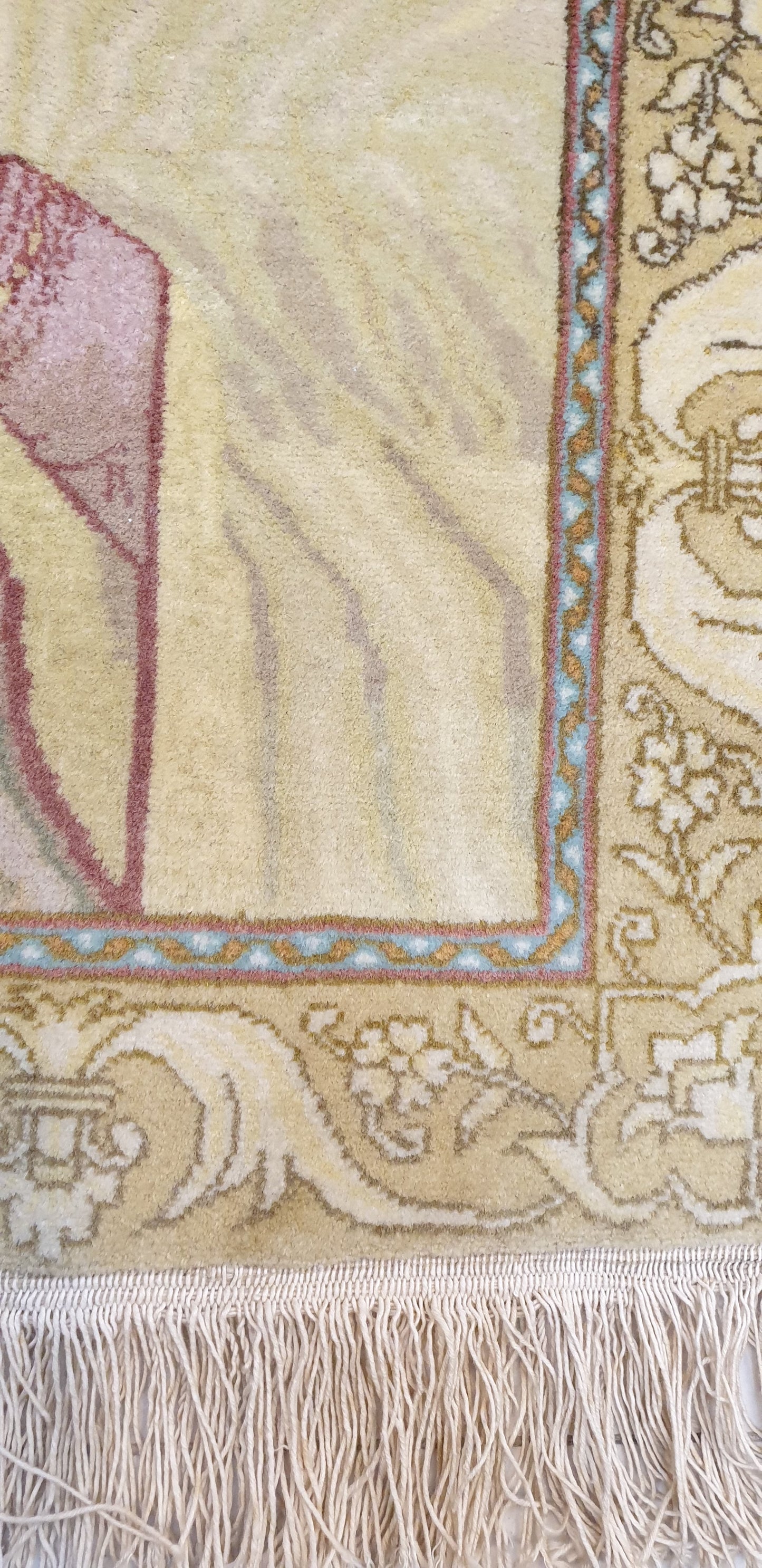 A Masterpiece: The Barhaqi Signed Tabriz Pictorial Rug (2'4" x 1'11") Madonna and Child