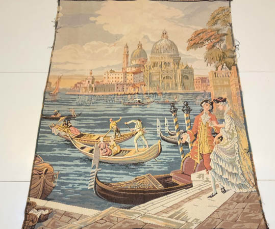 Vintage European Venetian Tapestry | Grand Canal Scene Wall Hanging 100x137cm