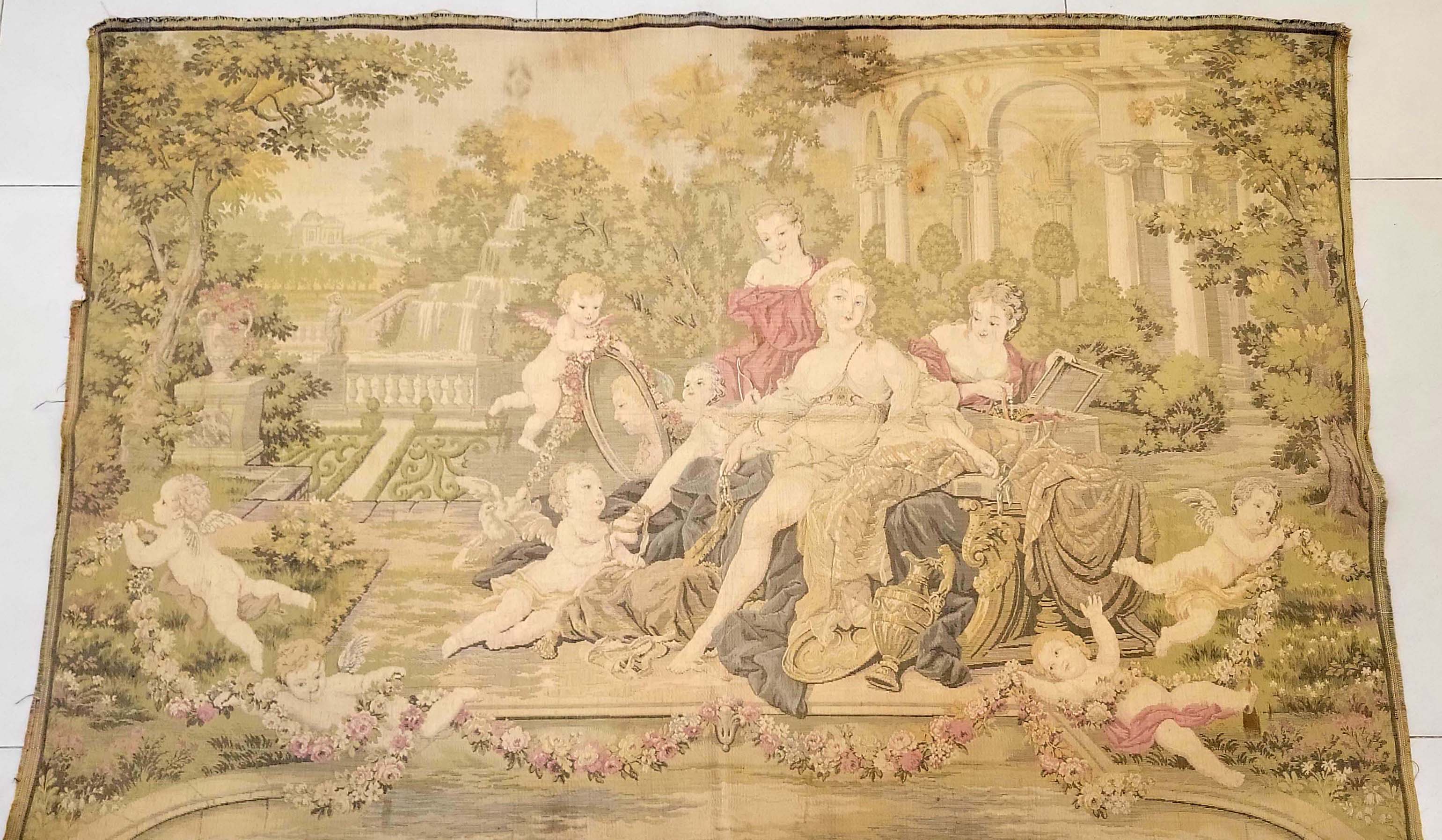 Vintage French Aubusson Style Wall Tapestry - The Toilet of Venus After François Boucher (140 x 92 cm)
