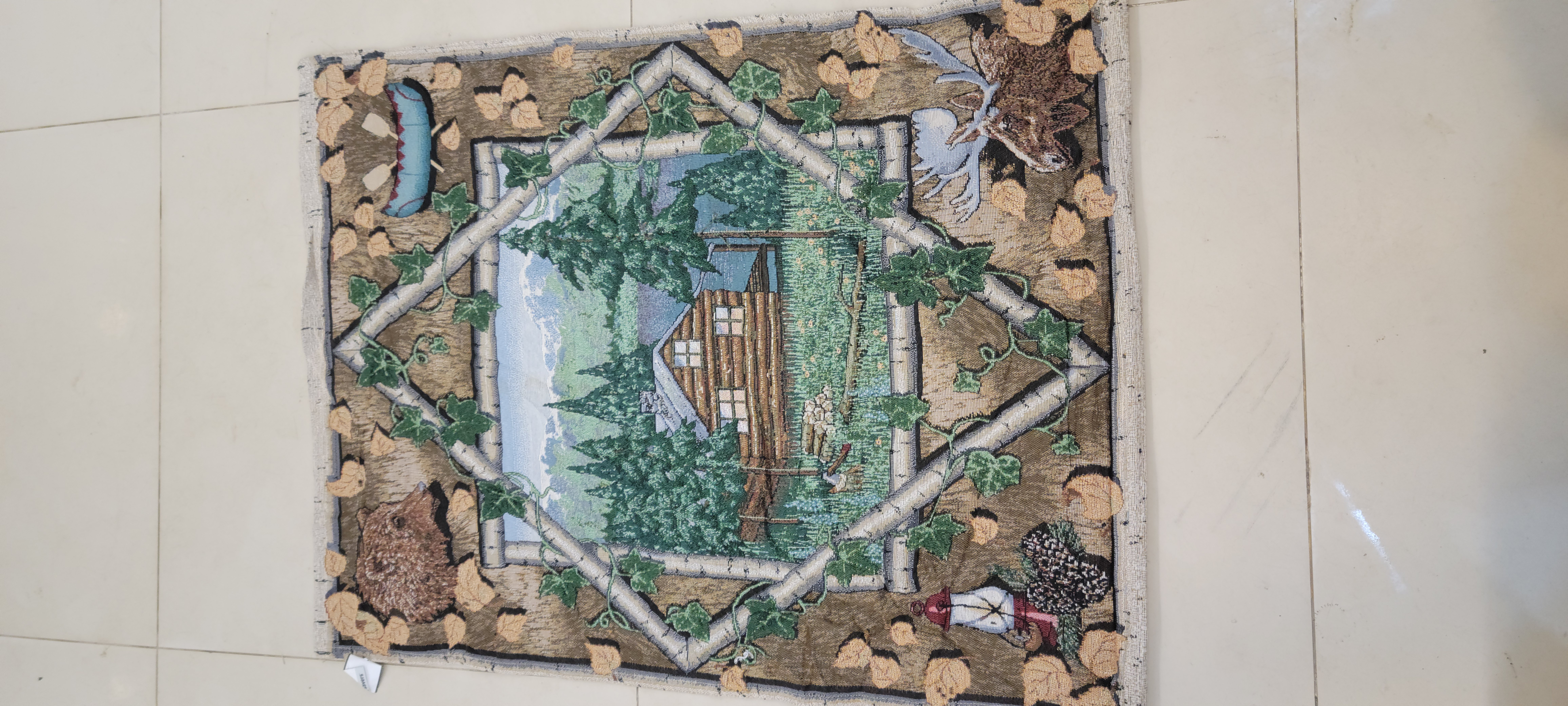 Vintage Rustic Cabin Fever Woven Wall Hanging Tapestry - Made in USA