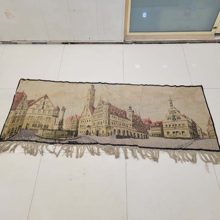 Vintage German Cityscape Jacquard Woven Tapestry Wall Hanging - Rothenburg ob der Tauber